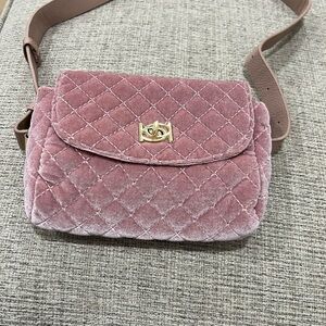 bebe Blush Quilted Velvet Crossbody Bag